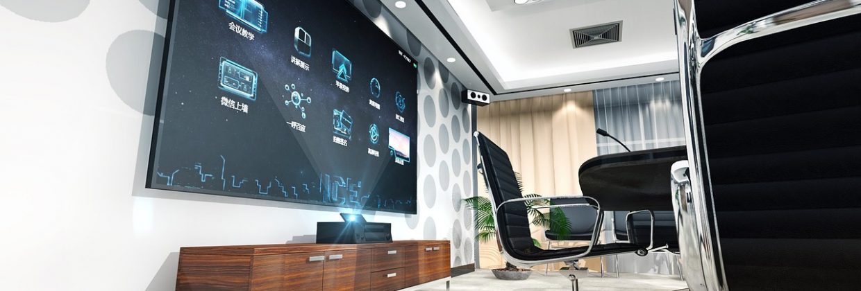 Modern Multi Media Room with Big Screen