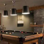 wooden snooker table in a modern man cave