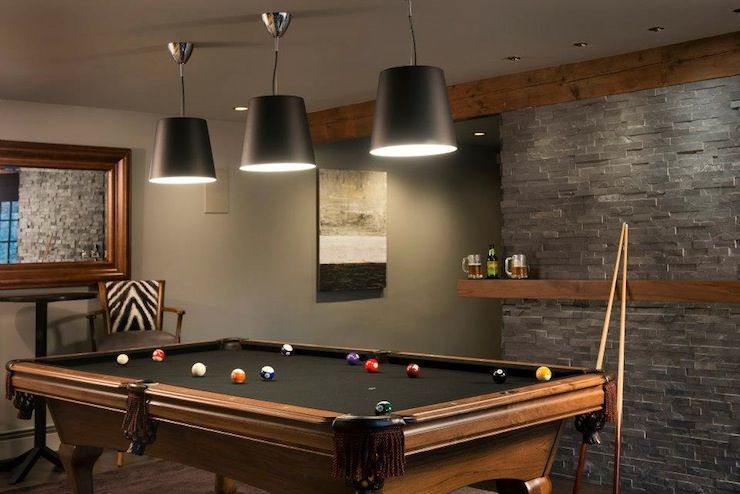 wooden snooker table in a modern man cave