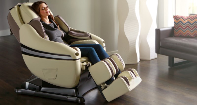 Woman in Zero Gravity Chair Living Room