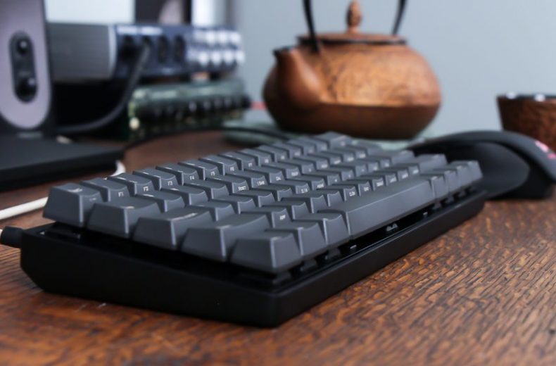 black mechanical keyboard on office desk