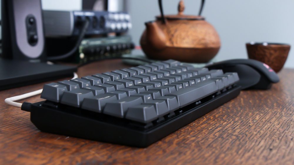 black mechanical keyboard on office desk