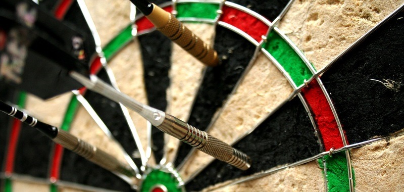 Zoomed In Darts Board Skilled Throw