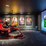 Cinema Gaming Basement with Racing Game Chair