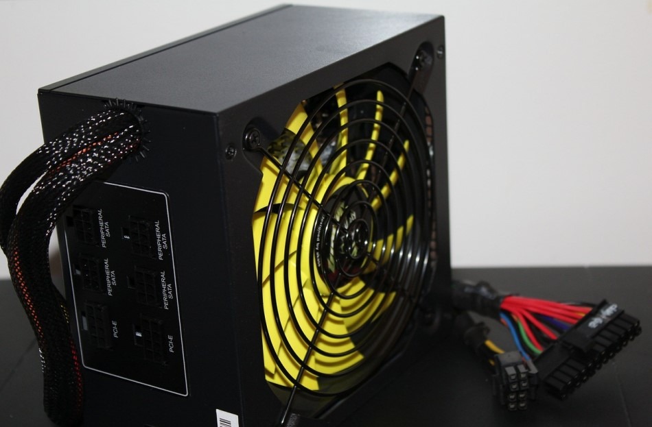 Power Supply Close Up Yellow Fan Blades