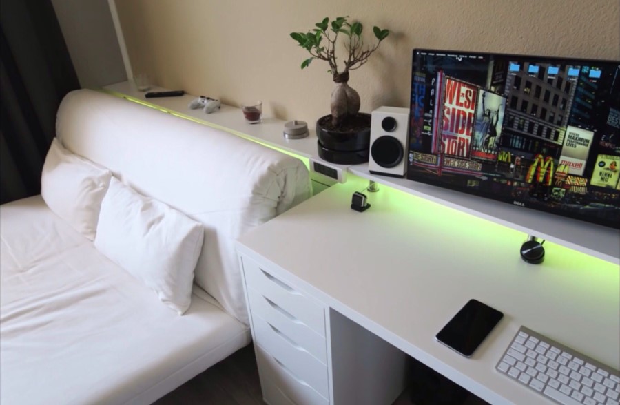 White Gaming Desk Bed