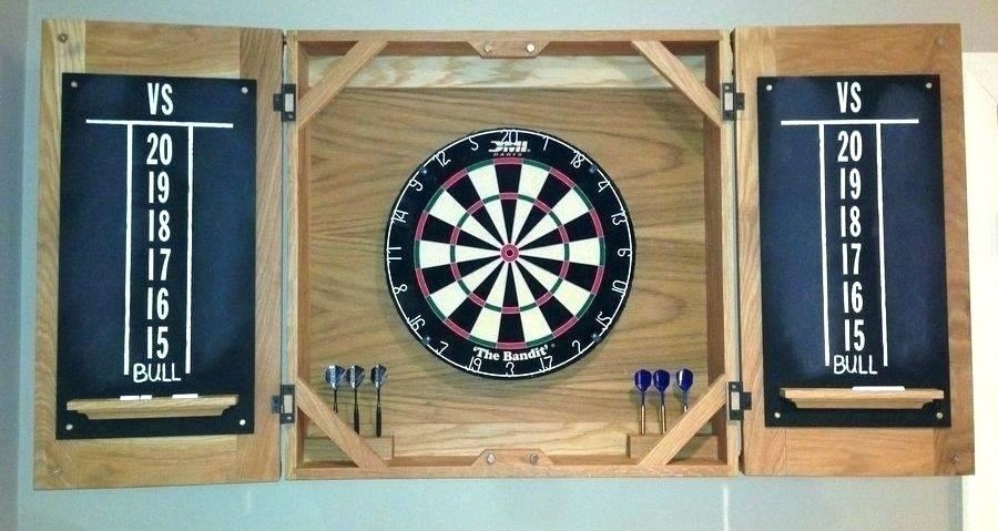 wooden dartboard cabinet