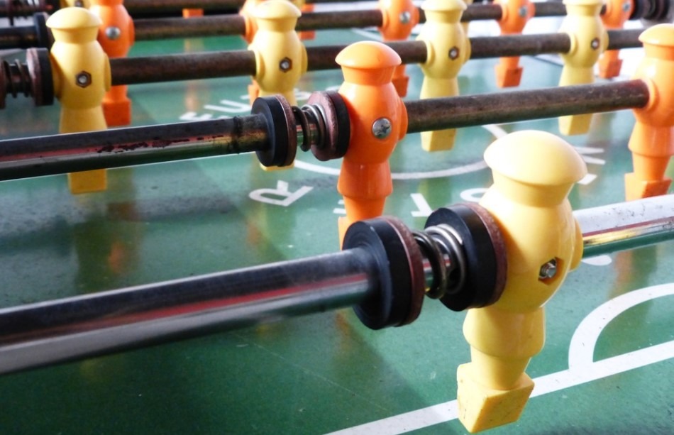 Foosball Table Close Up Kickers